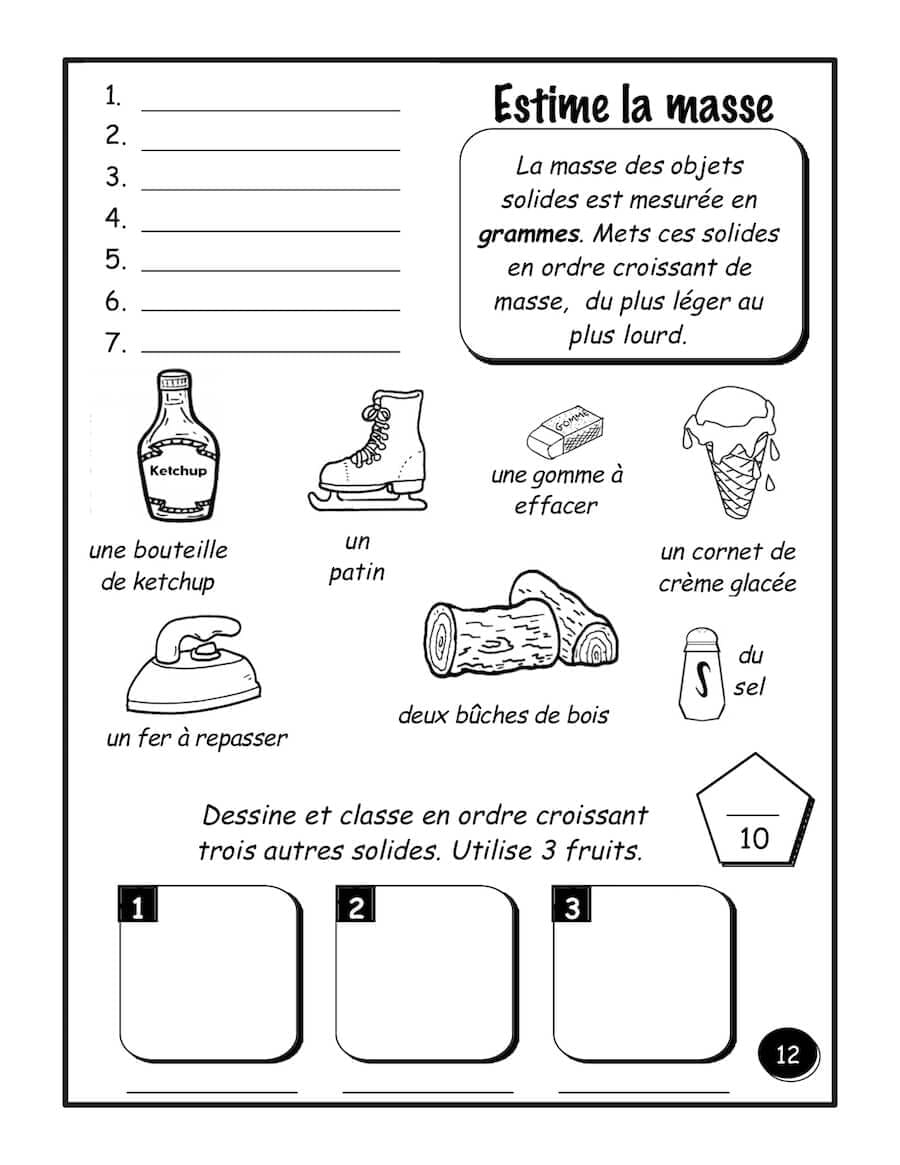 Les liquides et les solides - Hybride (2e/3e) - Estime la masse