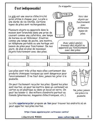 L'électricité (6e) – La pile