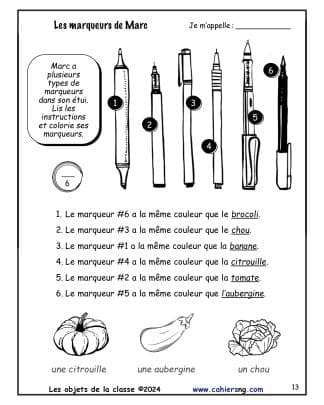Les objets de la classe (4e/5e) - Les marqueurs de Marc