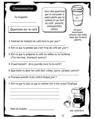 Carnet de santé (3e année) -  Le café