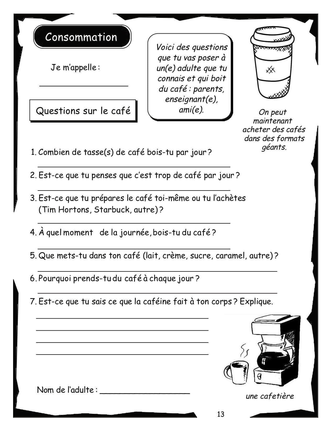 Carnet de santé (3e année) - Le café