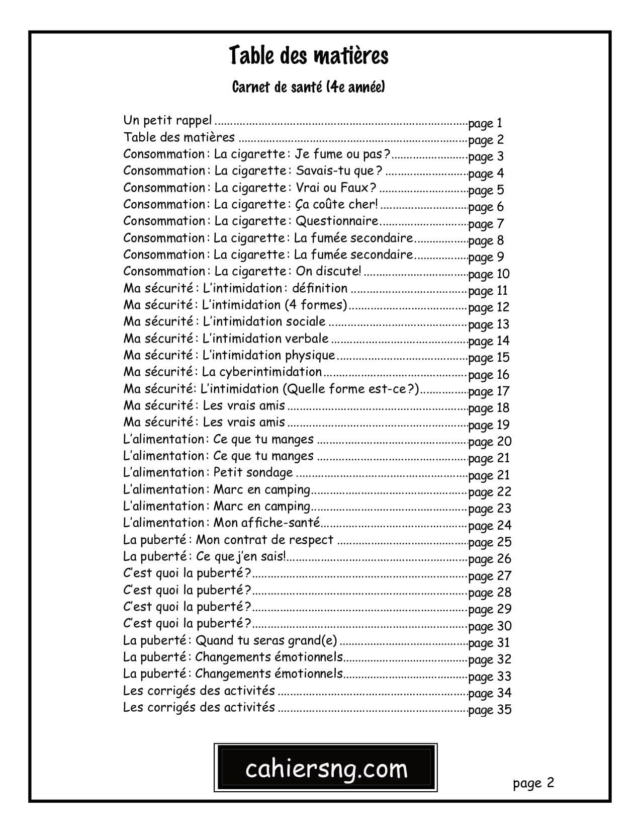 Carnet de santé (4e année) - PDF – Image 2