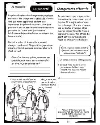 Carnet de santé (5e année) - Changements affectifs