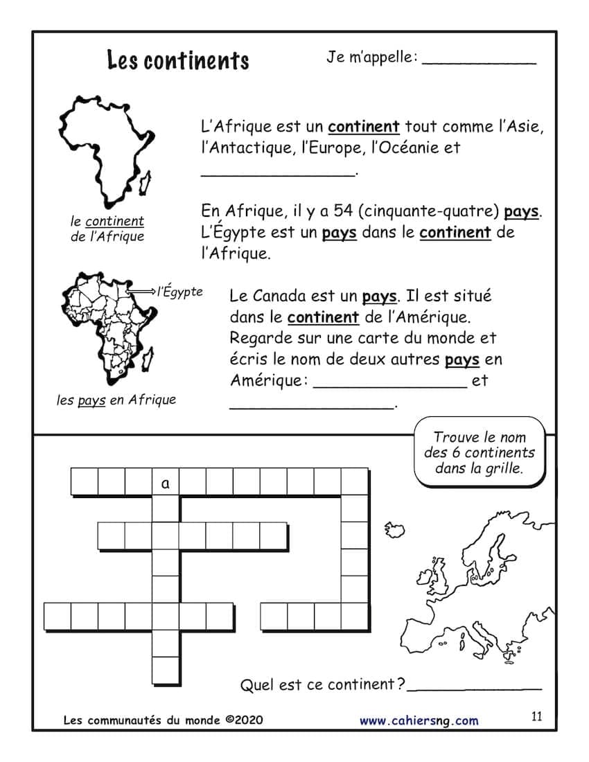 Les communautés du monde (2e/3e) - Les continents