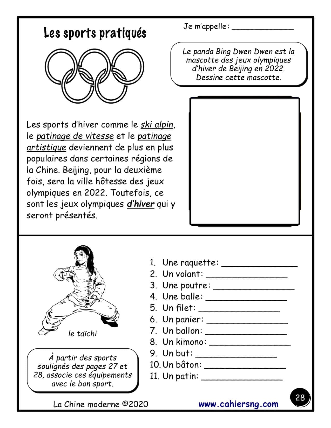 La Chine moderne (5e/6e) - Les sports pratiqués