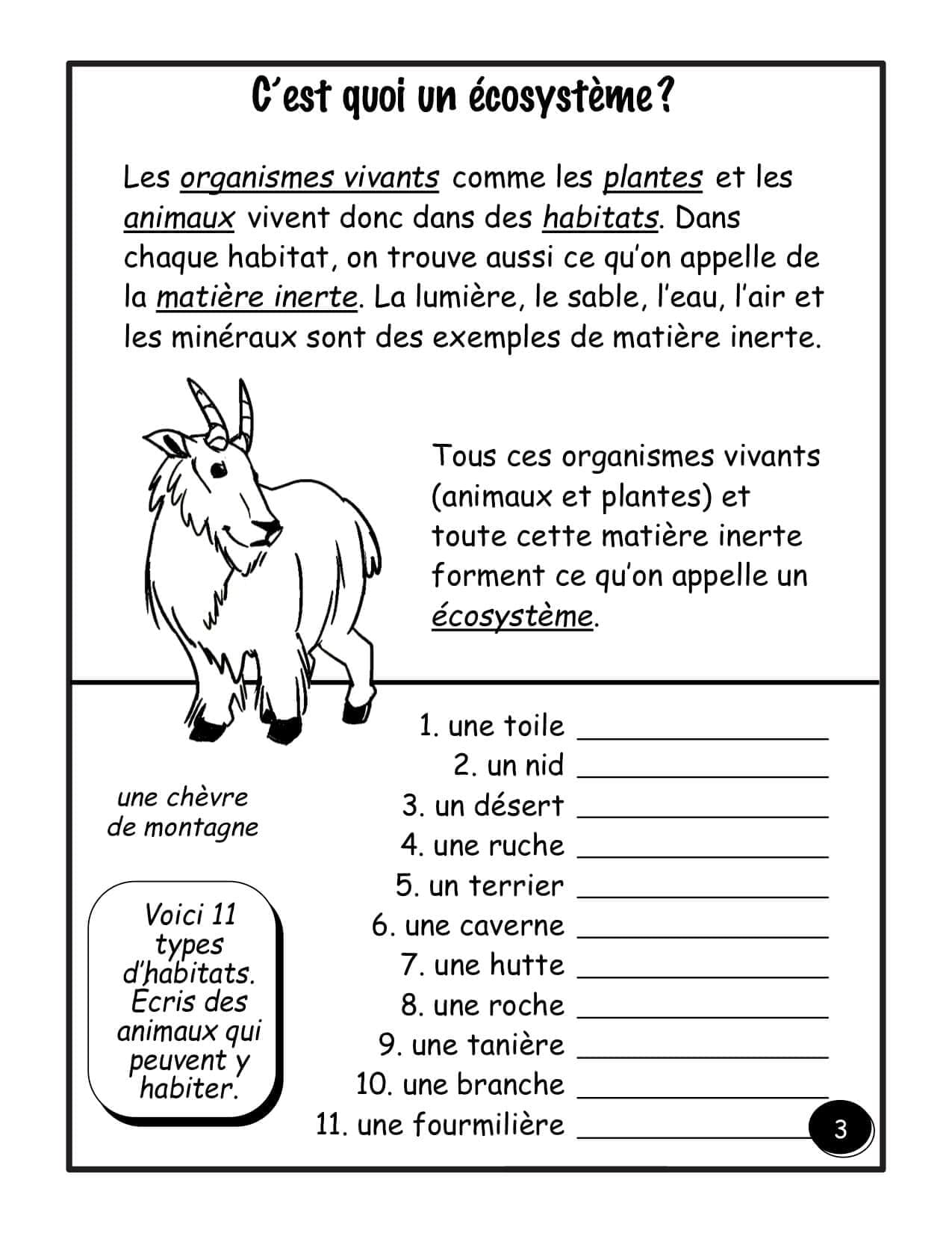 Les habitats - (4e/5e) - Un écosystème