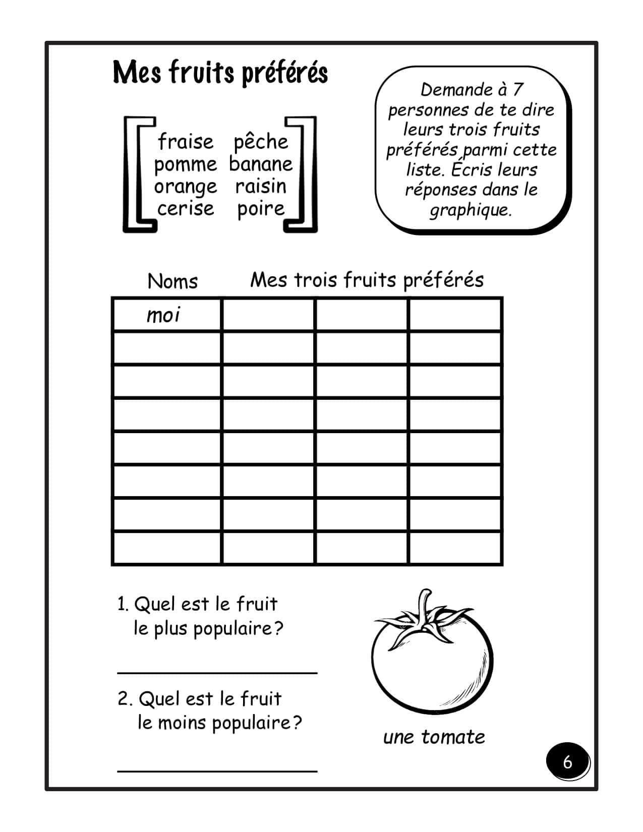 Les fruits et les légumes - (3e/4e) - Mon fruit préféré