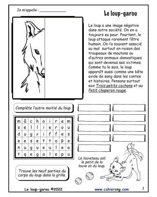 Le loup-garou (6e) - Complète la tête !