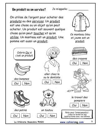 Littératie financière (1re/2e) -Les produits