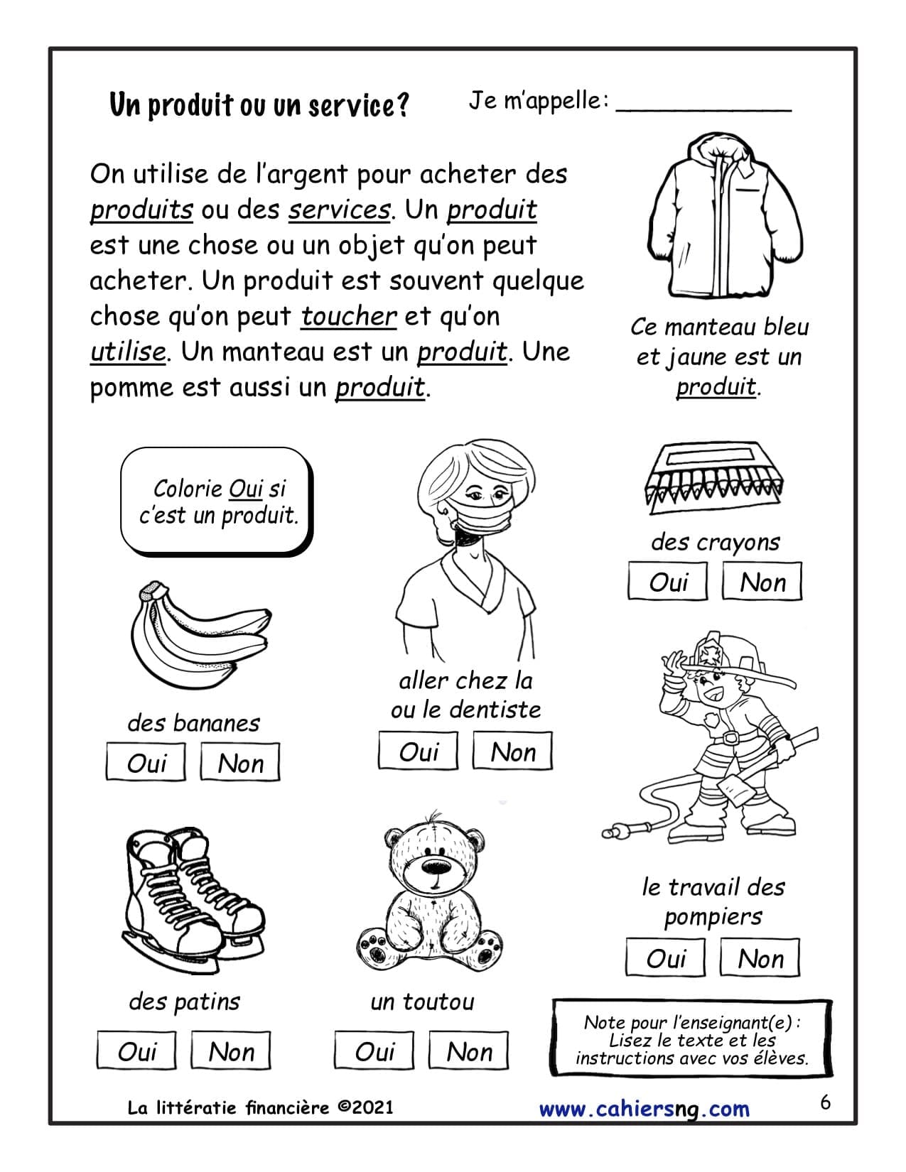 Littératie financière (1re/2e) -Les produits