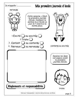 Les règlements et les responsabilités - 1re journée d'école