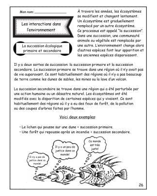 Les interactions dans l'environnement (7e) - Les successions