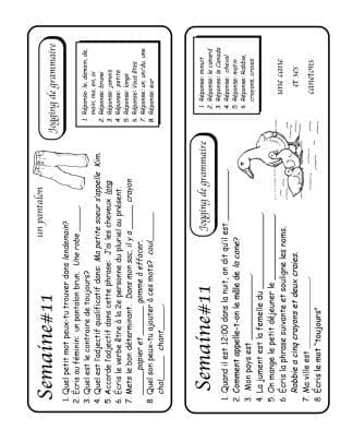 Jogging de grammaire (3e/4e) - Semaine#1
