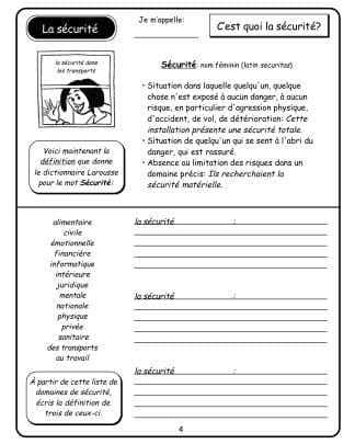 Carnet de santé (8e) - La sécurité