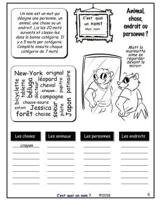 C'est quoi un nom ? (5e/6e) - Classez les noms !