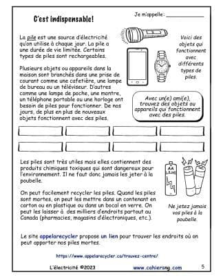 L'électricité (6e) – La pile