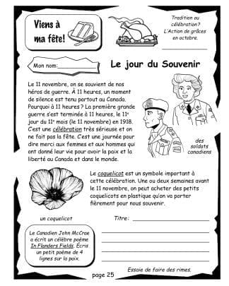 Viens à ma fête - Le Jour du Souvenir