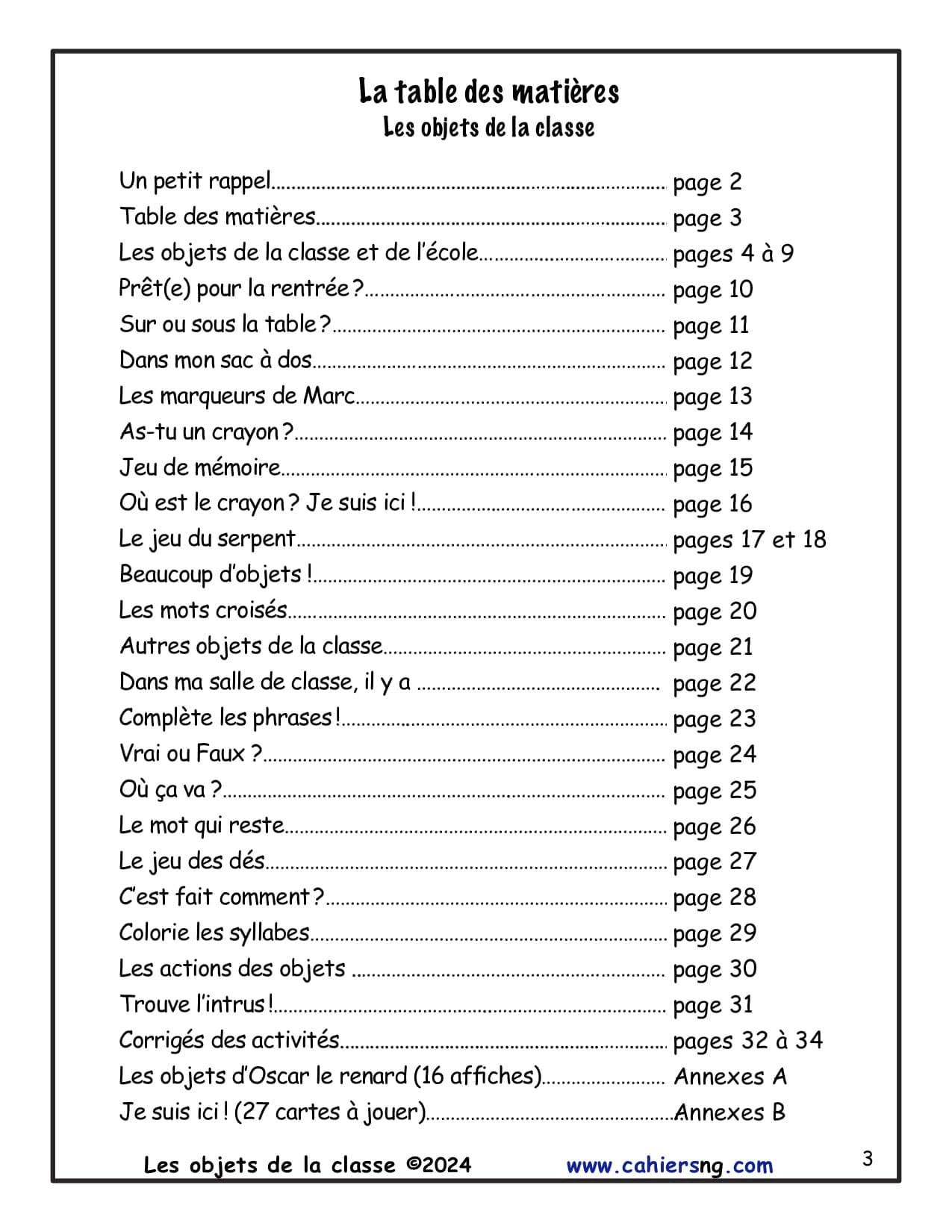 Les objets de la classe - (4e/5e) - Core French - NOUVEAUTÉ ! – Image 2