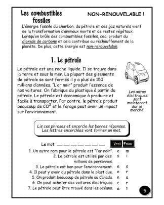 La conservation de l'énergie - (5e/6e) - Le pétrole