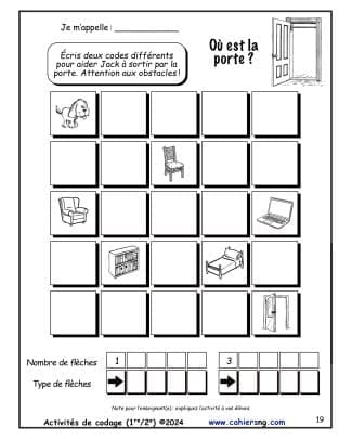 Activités de codage - 1re/2e - La porte