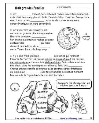 Les roches et les minéraux (4e) - Trois familles