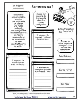Le bateau de Bruno (3e/4e) - Transports